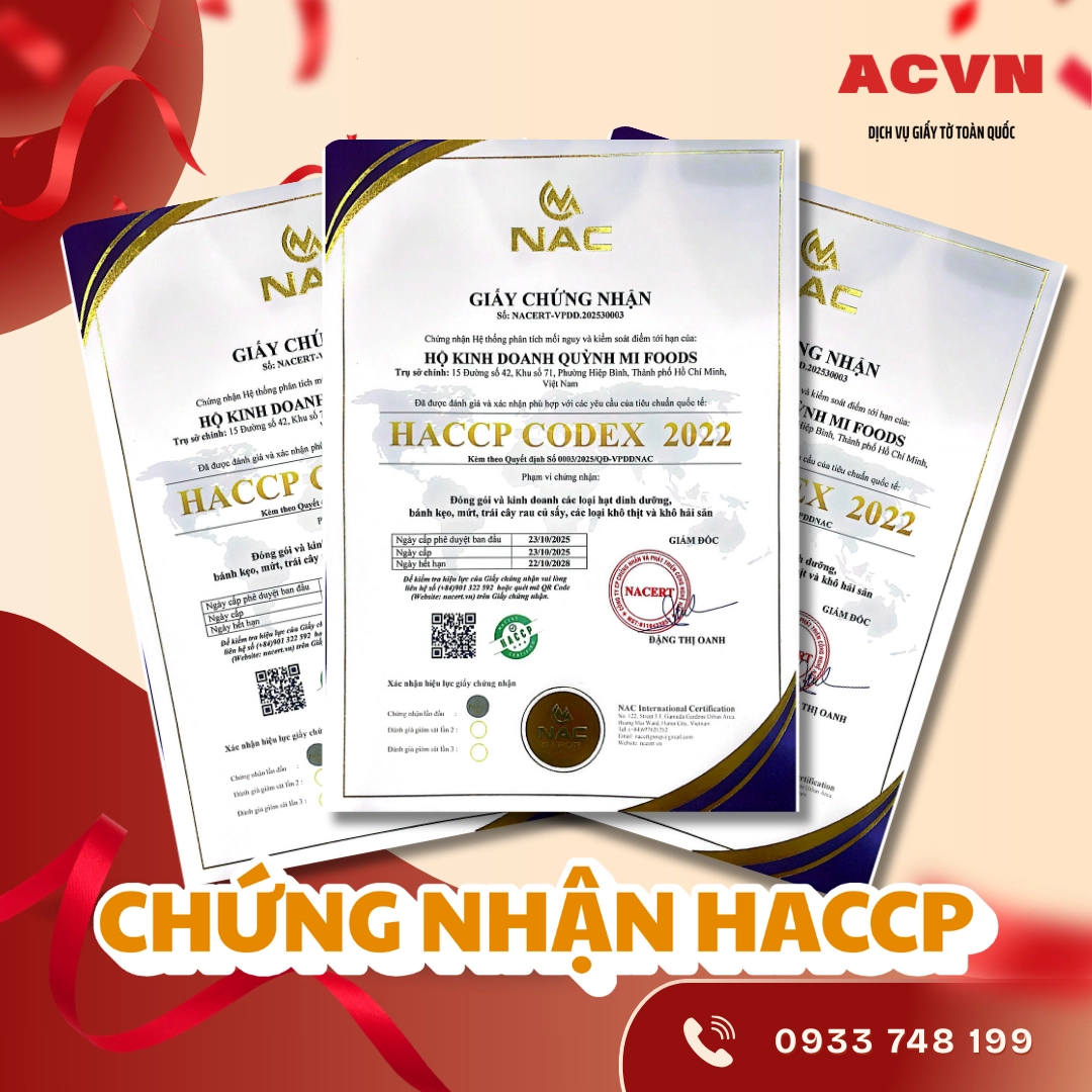 CHUNG NHẬN HACCP
